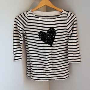 Ann Taylor Loft Girls Striped Heart Shirt.